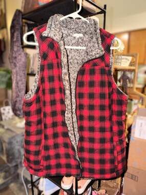 Faux fur plaid vest